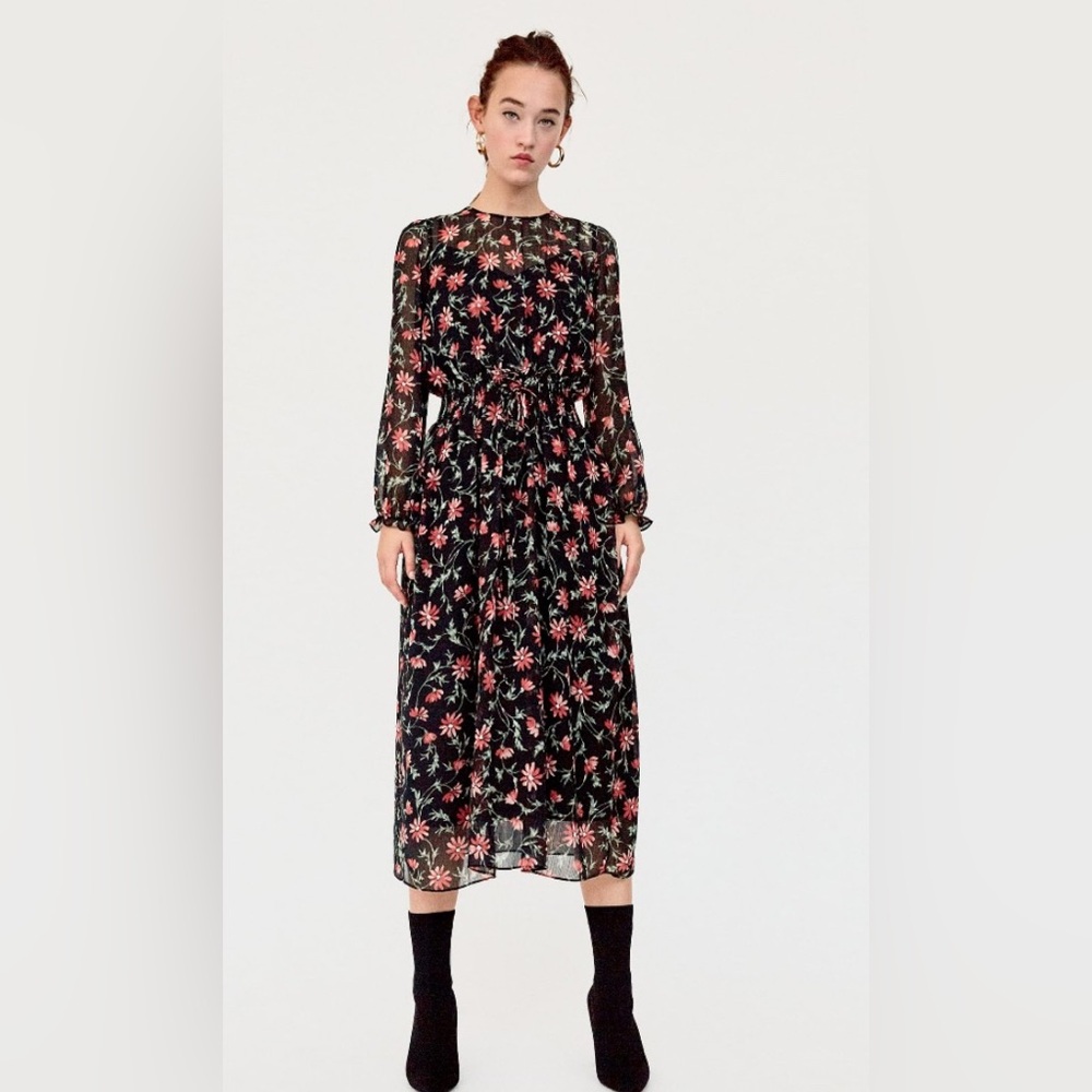 Zara Floral Long Sleeve Dress